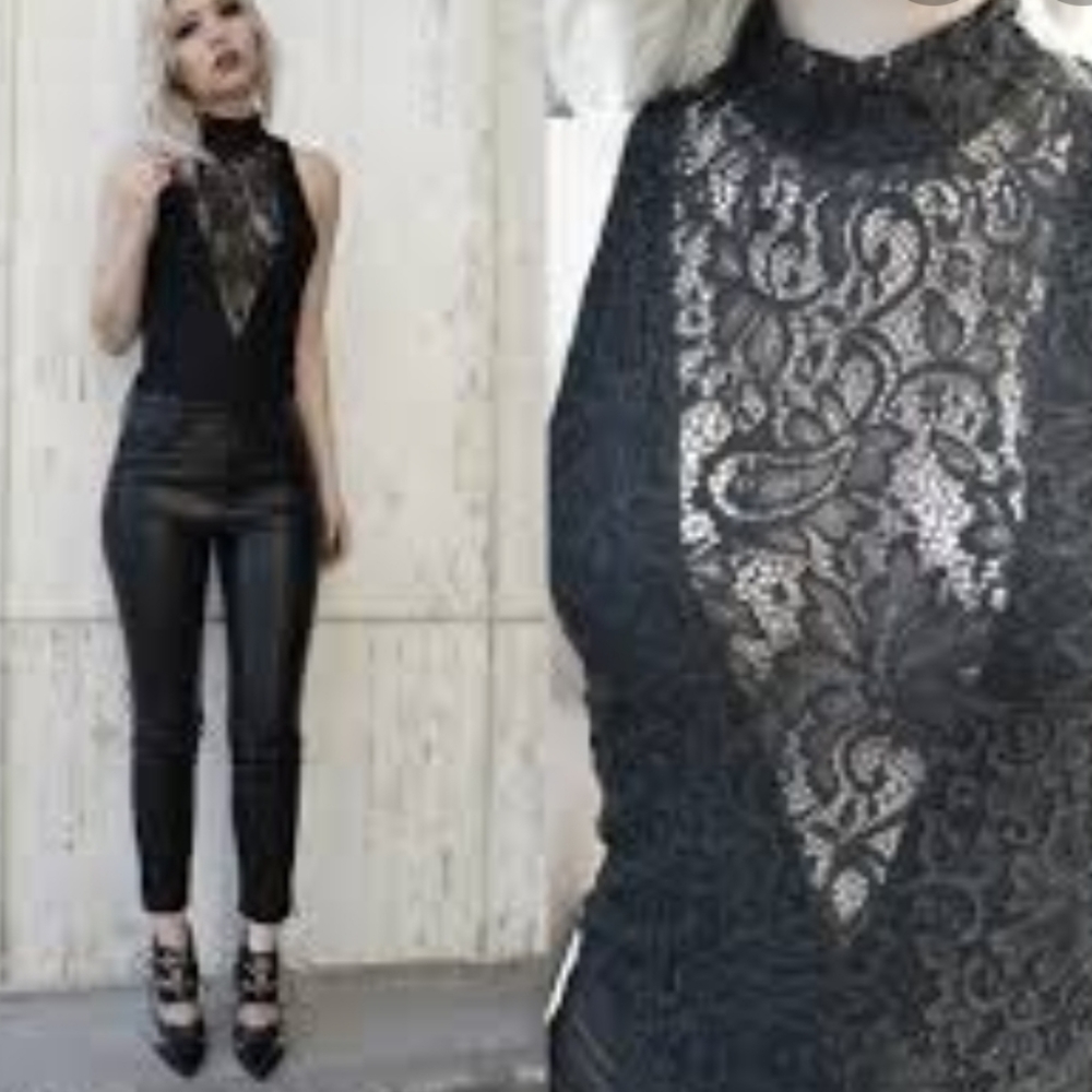 Kimchi Blue black lace sheer top